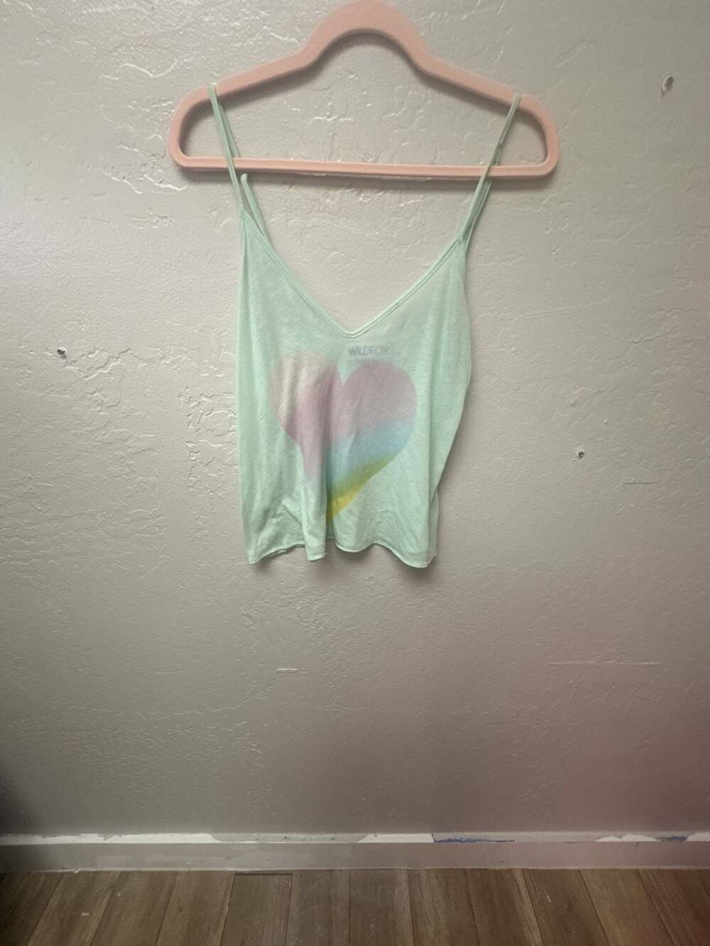 Wildfox Pastel Rainbow Heart Graphic Cami Tank Top